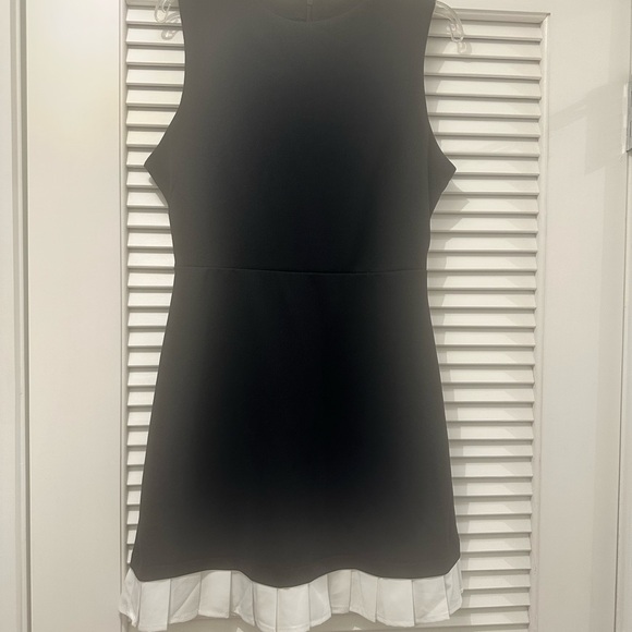 Black Mini Dress with White Pleats - Picture 3 of 5